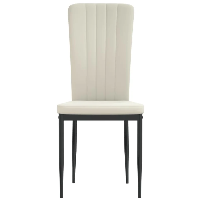 Set de 4 chaises de salle à manger coutures verticales en tissu velours crème DEC025620