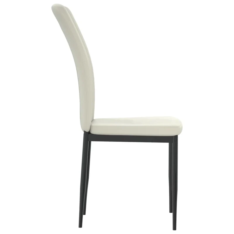 Set de 4 chaises de salle à manger coutures verticales en tissu velours crème DEC025620