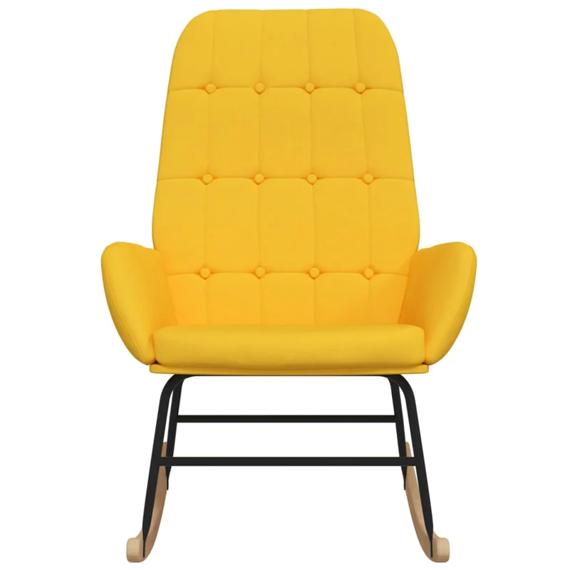 Fauteuil à bascule d'allaitement rembourré relax pour salon en tissu jaune moutarde capitonné DEC029007