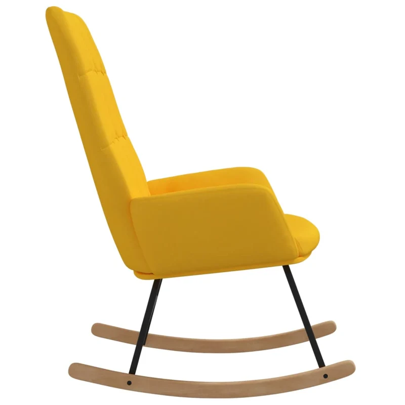Fauteuil à bascule d'allaitement rembourré relax pour salon en tissu jaune moutarde capitonné DEC029007