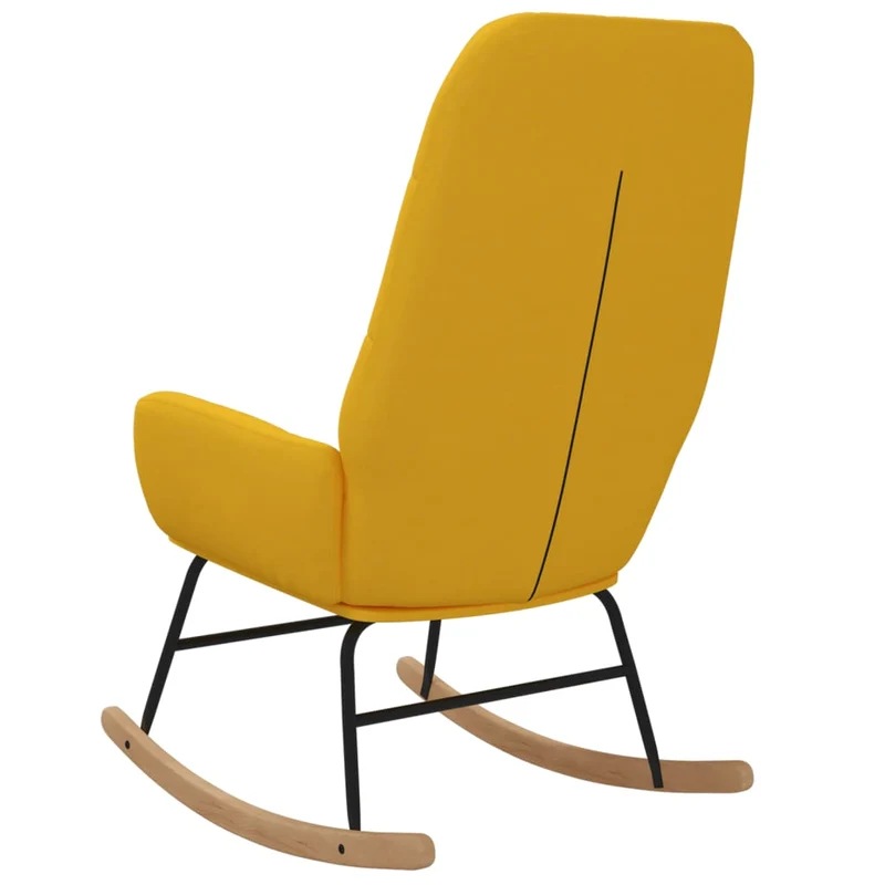 Fauteuil à bascule d'allaitement rembourré relax pour salon en tissu jaune moutarde capitonné DEC029007