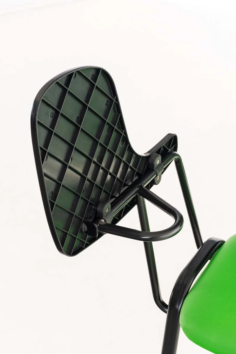 Chaise visiteur avec petite table rabattable pupitre en synthétique vert support métal noir BUR10654