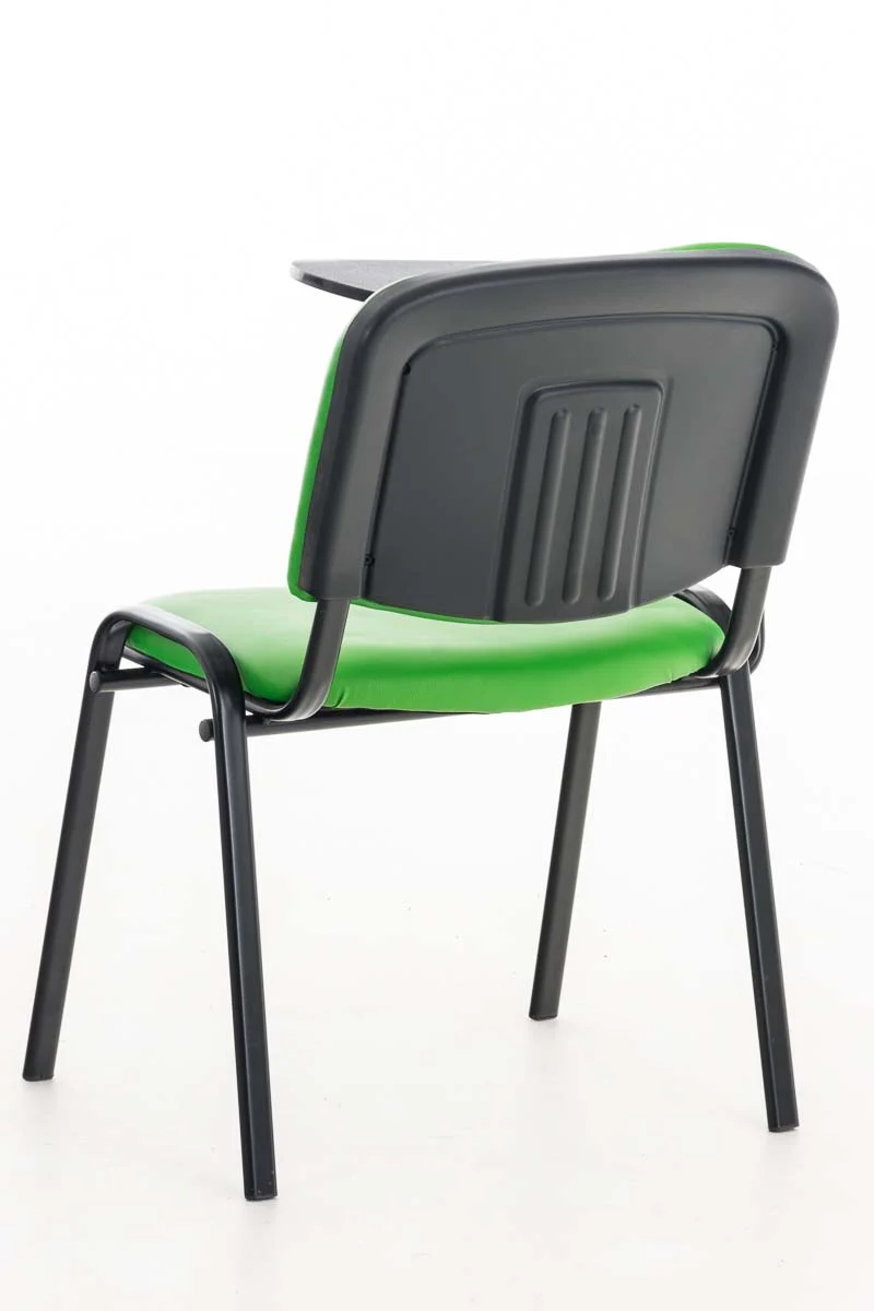 Chaise visiteur avec petite table rabattable pupitre en synthétique vert support métal noir BUR10654