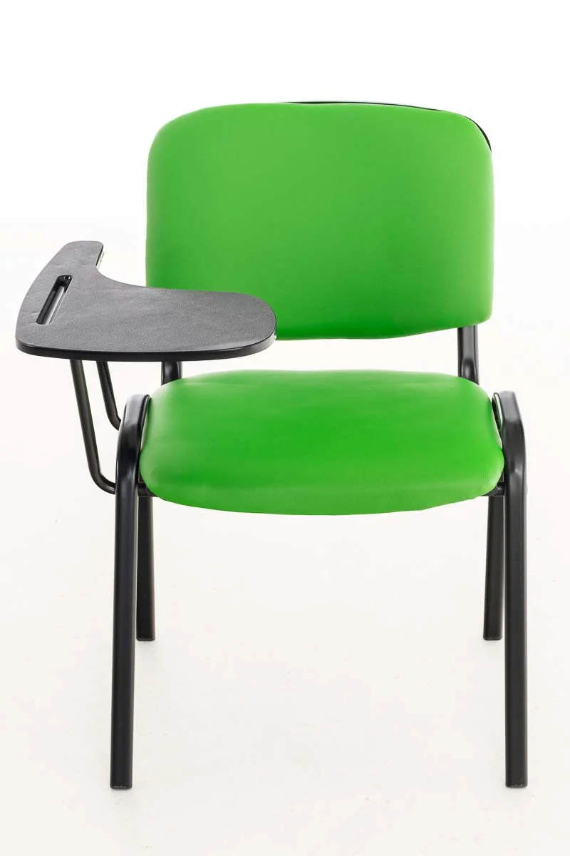 Chaise visiteur avec petite table rabattable pupitre en synthétique vert support métal noir BUR10654