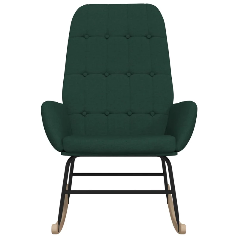 Fauteuil à bascule d'allaitement rembourré relax pour salon en tissu vert foncé DEC029094