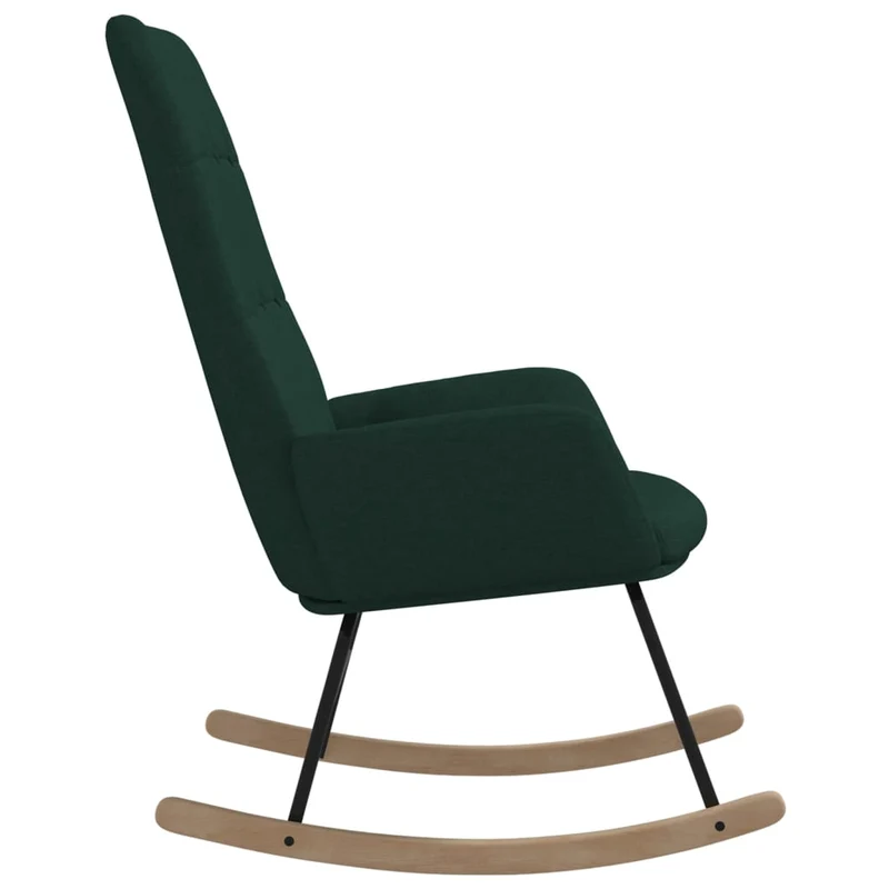 Fauteuil à bascule d'allaitement rembourré relax pour salon en tissu vert foncé DEC029094