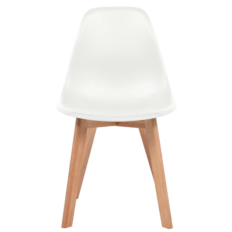 Set de 4 chaises de salle à manger design scandinave en plastique blanc et bois DEC025603