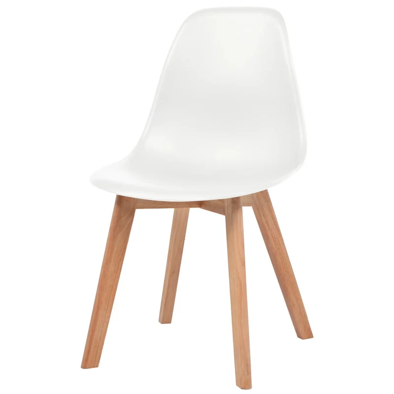 Set de 4 chaises de salle à manger design scandinave en plastique blanc et bois DEC025603