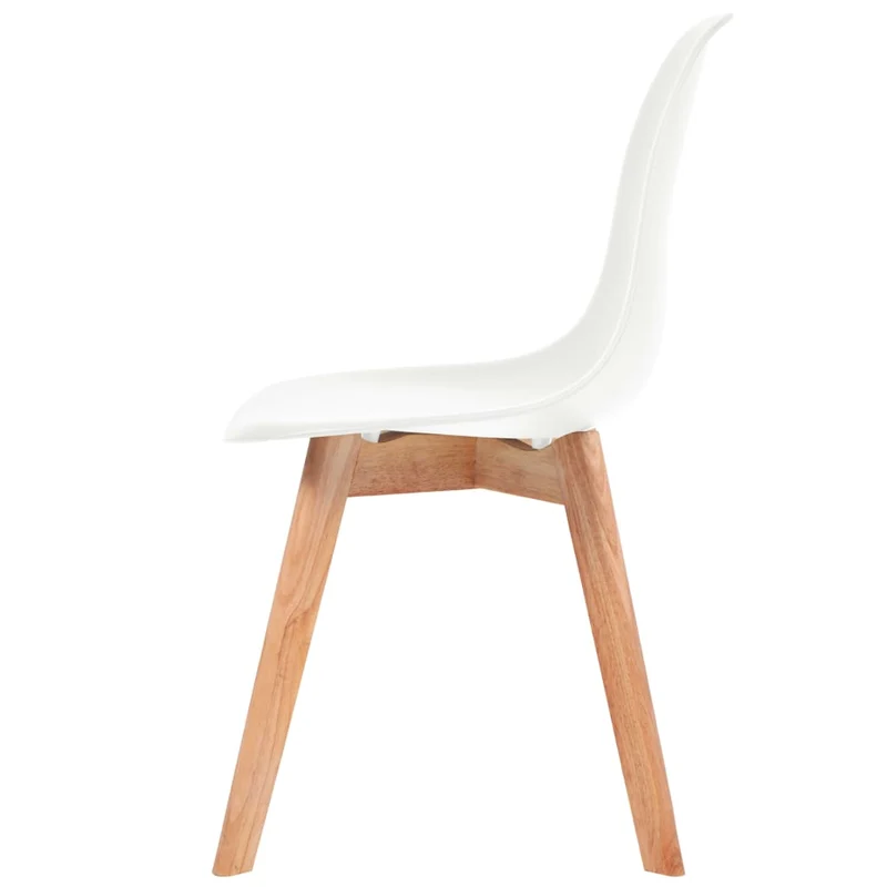 Set de 4 chaises de salle à manger design scandinave en plastique blanc et bois DEC025603