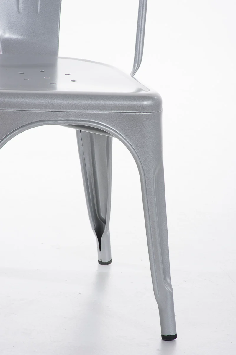 Chaise de salle à manger cusine design industriel empilable en métal argenté 10_0001344