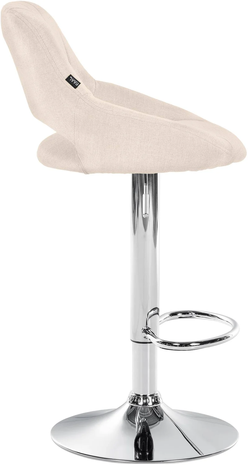 Lot de 2 tabourets de bar avec repose-pieds pivotant et réglable en tissu crème et métal 10_0004356