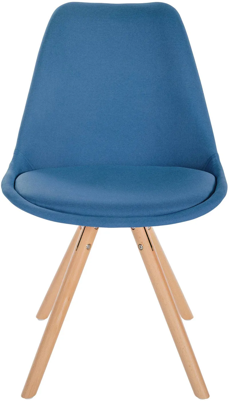 Chaise de salle à manger x1 style scandinave en tissu bleu pieds en bois clair 10_0001478