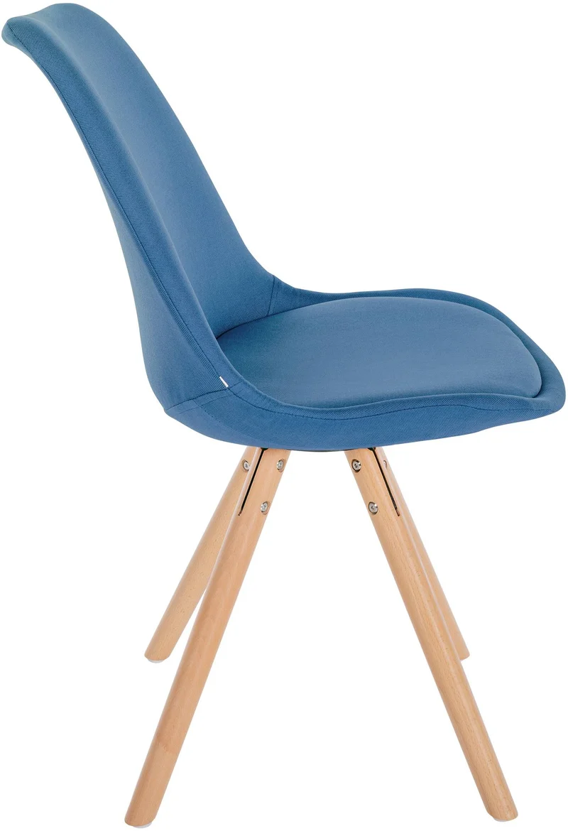 Chaise de salle à manger x1 style scandinave en tissu bleu pieds en bois clair 10_0001478