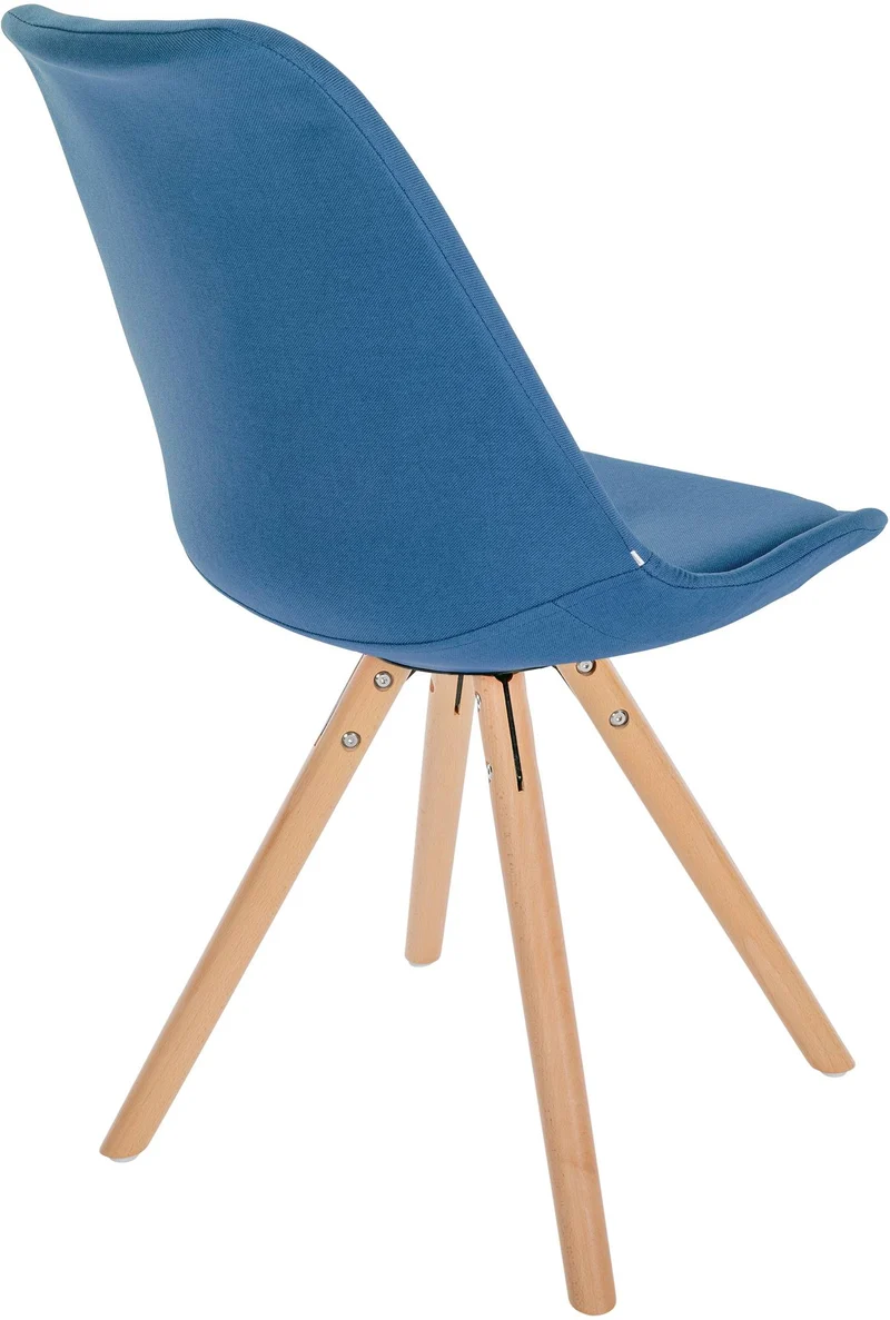 Chaise de salle à manger x1 style scandinave en tissu bleu pieds en bois clair 10_0001478