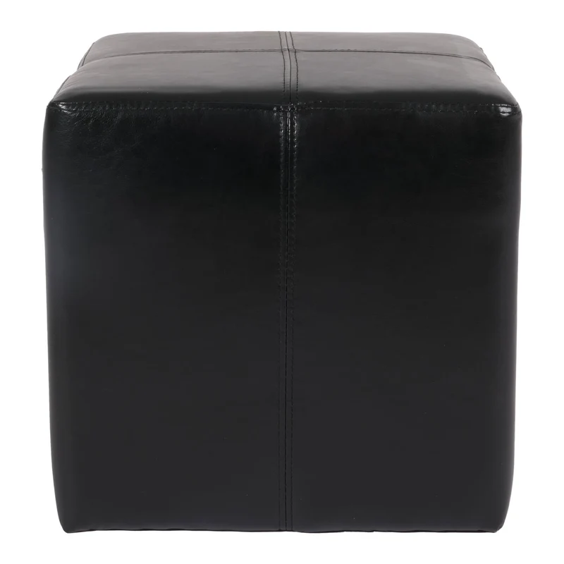 Pouf cube assise repose pieds 36 cm multifonction design moderne robuste noir cuir et simili cuir 04_0008578