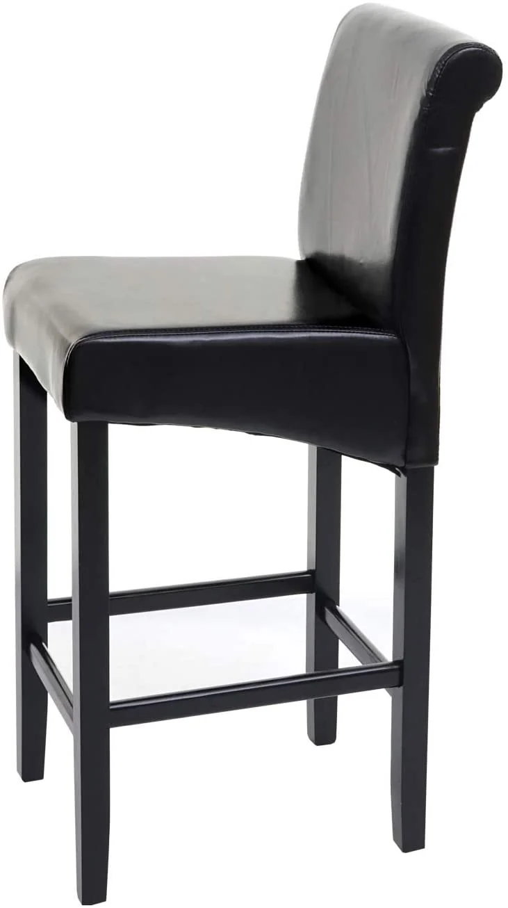 Lot de 2 tabourets de bar avec repose pieds en bois synthétique noir TDB04001