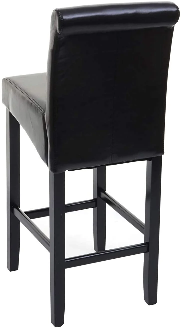 Lot de 2 tabourets de bar avec repose pieds en bois synthétique noir TDB04001