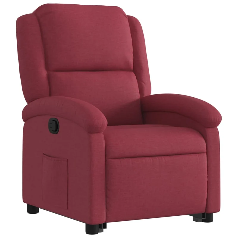 Fauteuil relax TV rembourrage confortable levage électrique en tissu rouge bordeaux DEC028160