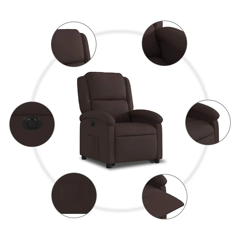 Fauteuil relax TV fonction de levage électrique très confortable en tissu marron foncé DEC028419
