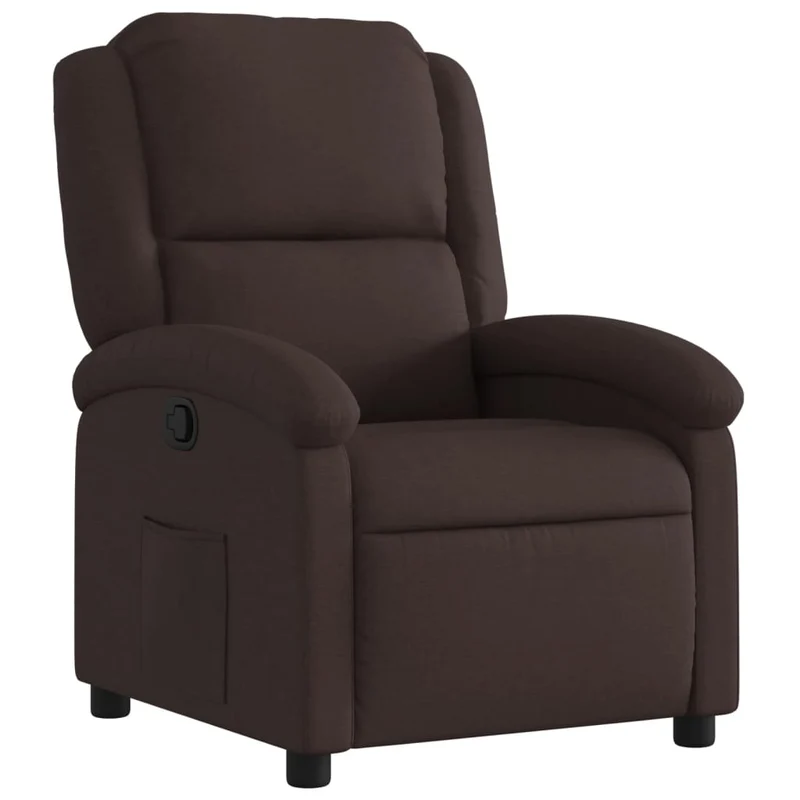 Fauteuil relax TV rembourrage confortable fonction d'inclinaison manuelle en tissu marron foncé DEC028008