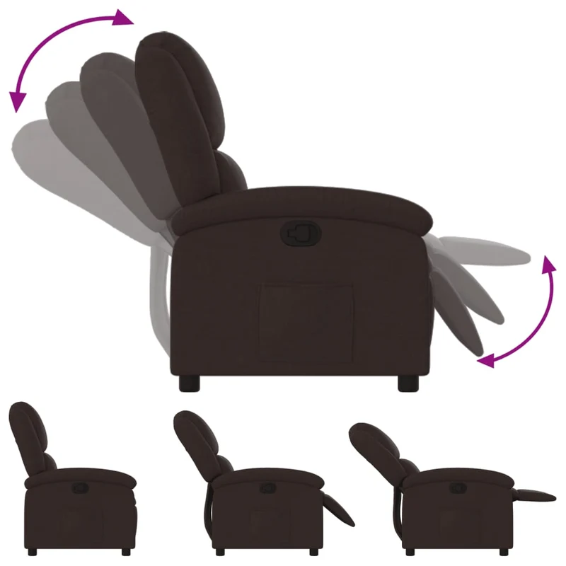 Fauteuil relax TV rembourrage confortable fonction d'inclinaison manuelle en tissu marron foncé DEC028008