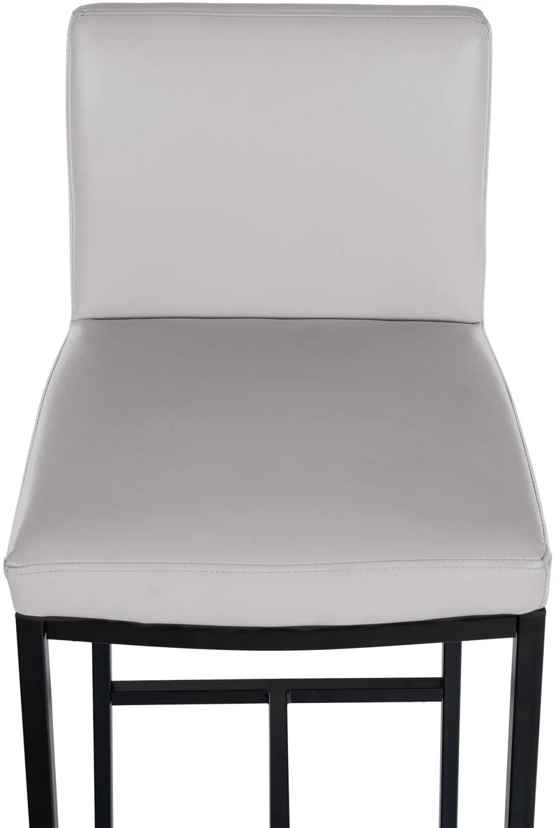Tabouret de bar x1 design épuré et contemporain en PVC blanc cadre à quatre pieds en métal noir 10_0006268