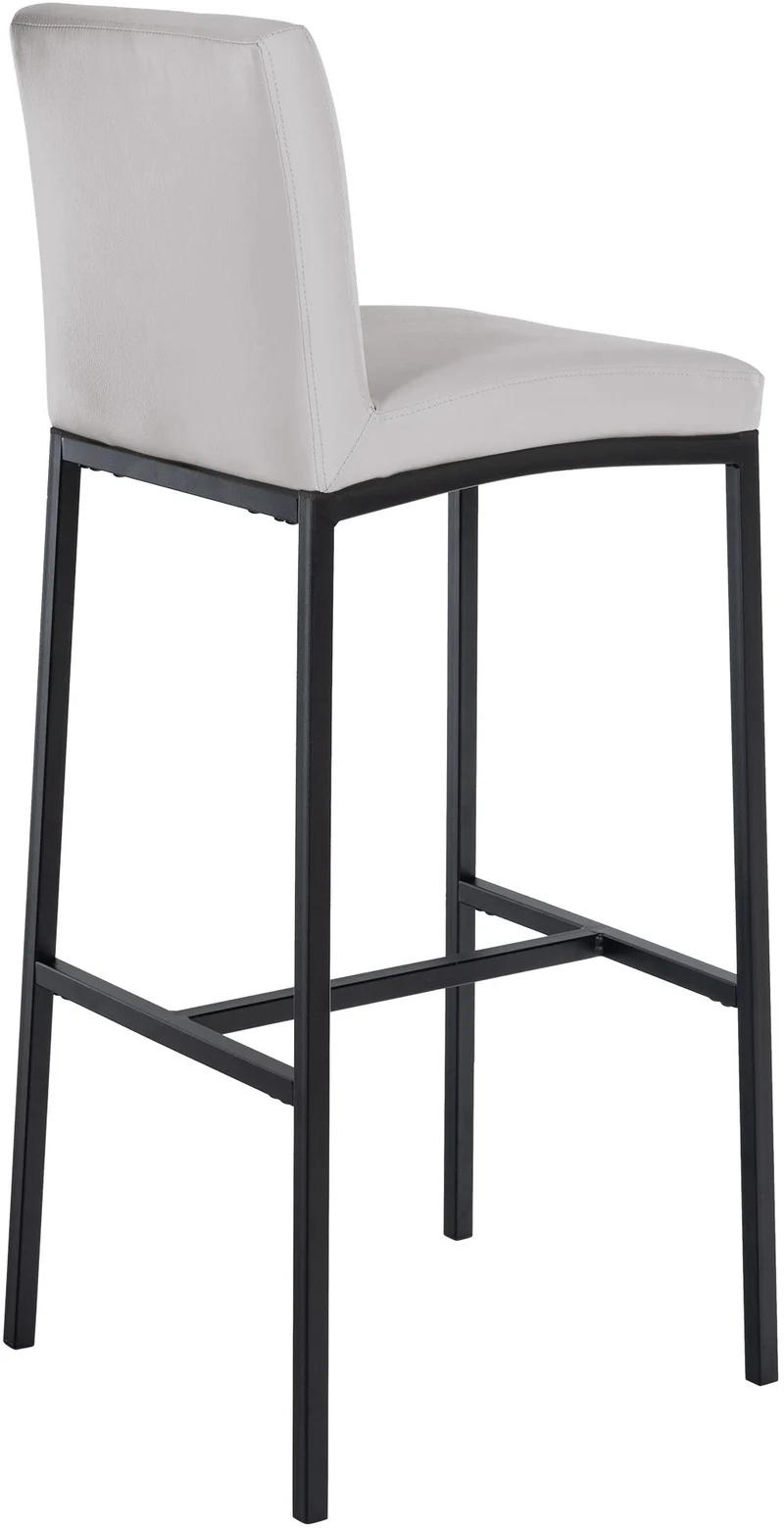 Tabouret de bar x1 design épuré et contemporain en PVC blanc cadre à quatre pieds en métal noir 10_0006268