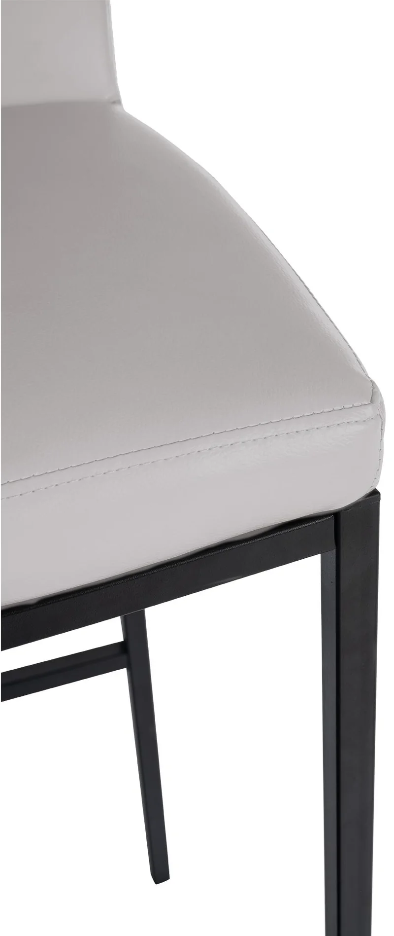 Lot de 2 tabourets de bar design épuré et contemporain en PVC blanc cadre à quatre pieds en métal noir 10_0006628