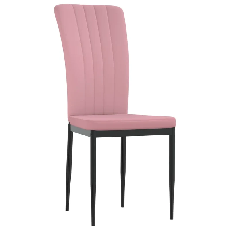 Set de 4 chaises de salle à manger en tissu velours rose rembourré de mousse cadre en fer DEC025651