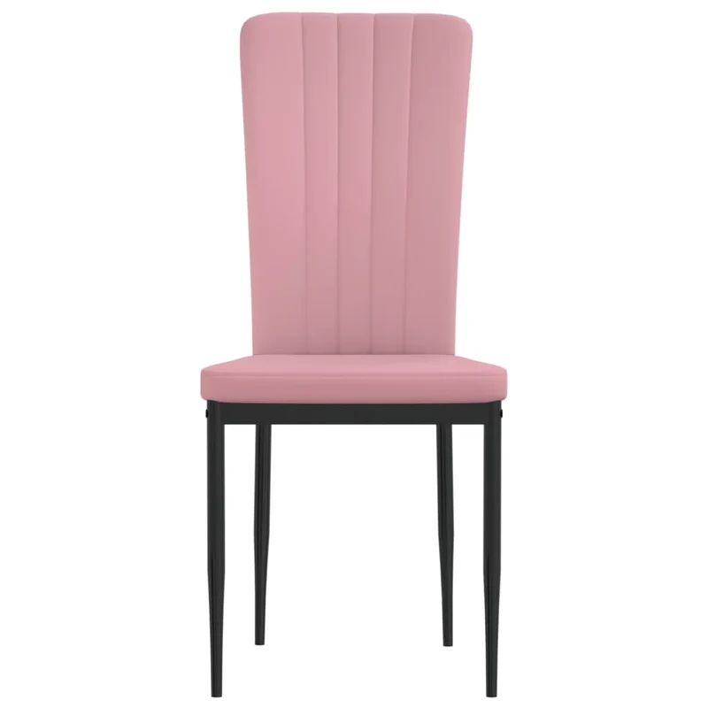 Set de 4 chaises de salle à manger en tissu velours rose rembourré de mousse cadre en fer DEC025651