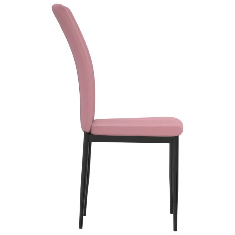 Set de 4 chaises de salle à manger en tissu velours rose rembourré de mousse cadre en fer DEC025651