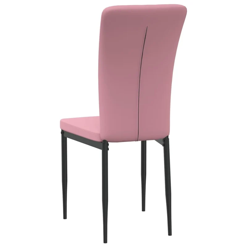 Set de 4 chaises de salle à manger en tissu velours rose rembourré de mousse cadre en fer DEC025651