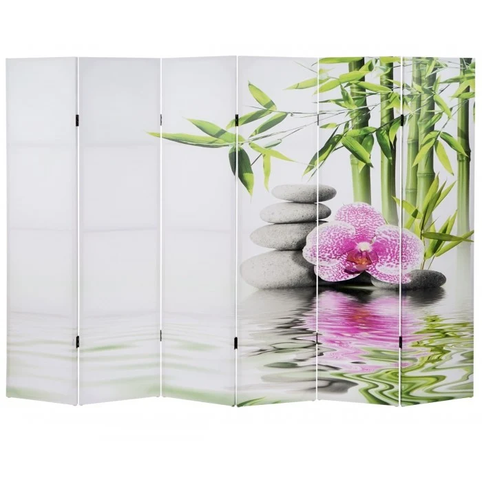 Paravent 6 panneaux pans séparateur de pièce 180x240cm motif orchidee PAR04024