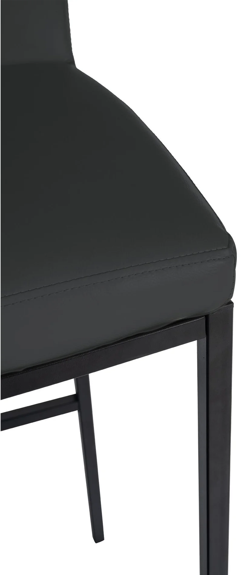 Tabouret de bar x1 design épuré et contemporain en PVC gris foncé cadre à quatre pieds en métal noir 10_0006515
