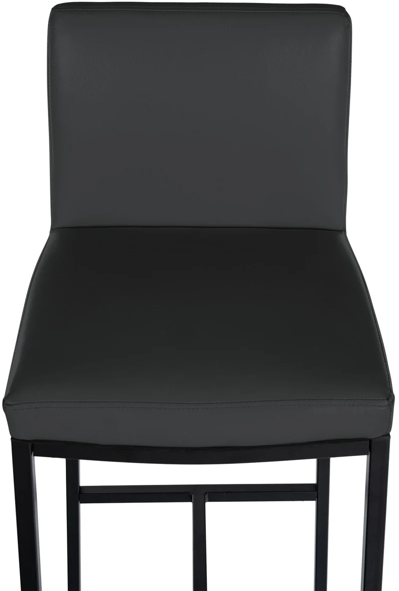 Tabouret de bar x1 design épuré et contemporain en PVC gris foncé cadre à quatre pieds en métal noir 10_0006515