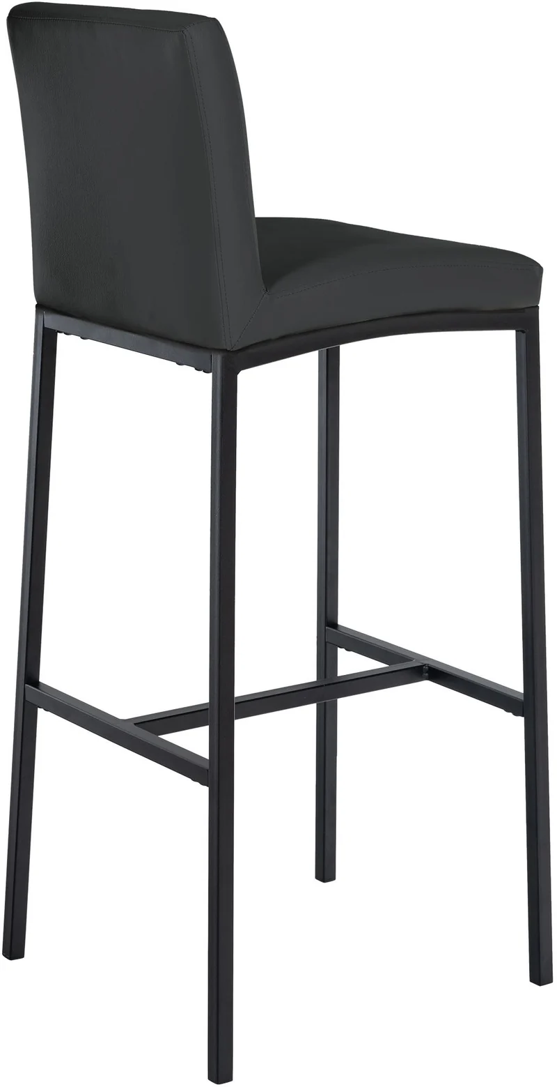 Tabouret de bar x1 design épuré et contemporain en PVC gris foncé cadre à quatre pieds en métal noir 10_0006515
