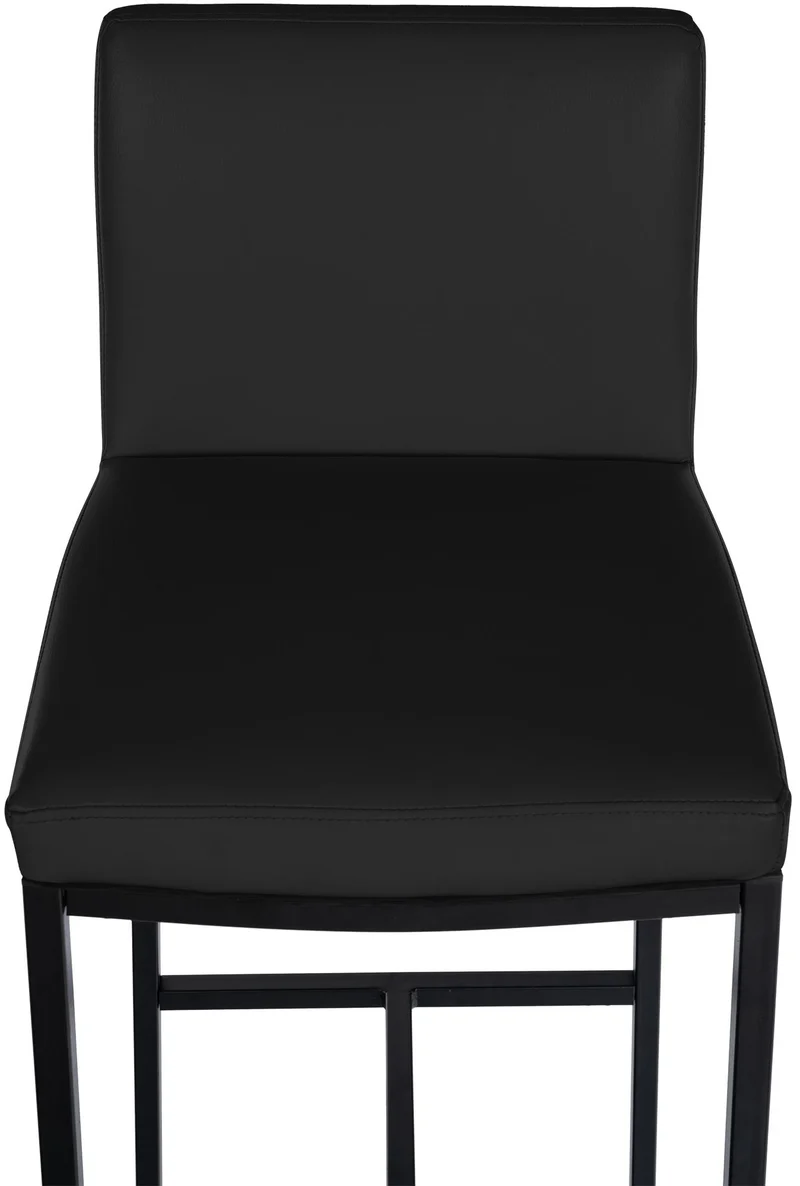 Lot de 2 tabourets de bar design épuré et contemporain en PVC noir cadre à quatre pieds en métal noir 10_0006417
