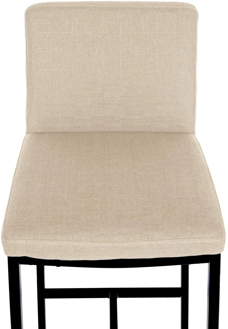 Tabouret de bar x1 design épuré et contemporain en tissu crème cadre à quatre pieds en métal noir 10_0006111
