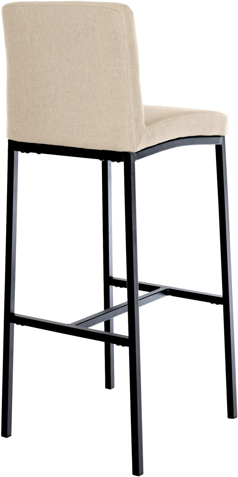 Tabouret de bar x1 design épuré et contemporain en tissu crème cadre à quatre pieds en métal noir 10_0006111