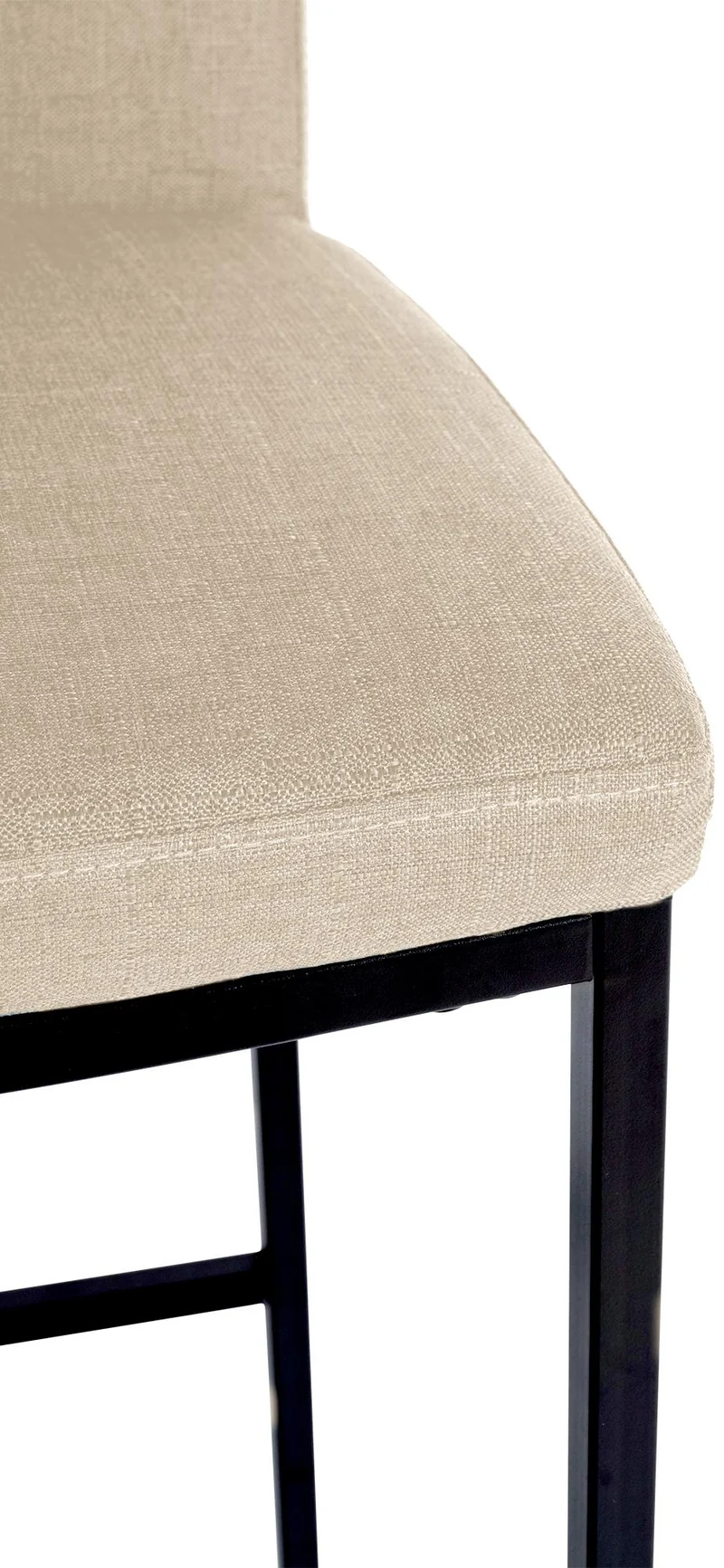 Tabouret de bar x1 design épuré et contemporain en tissu crème cadre à quatre pieds en métal noir 10_0006111