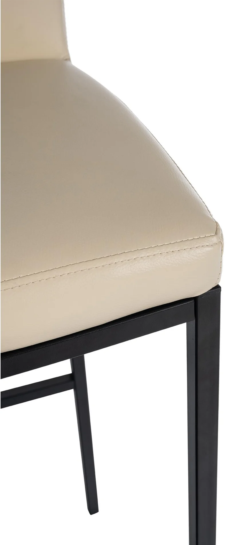 Lot de 2 tabourets de bar design épuré et contemporain en PVC crème cadre à quatre pieds en métal noir 10_0006416