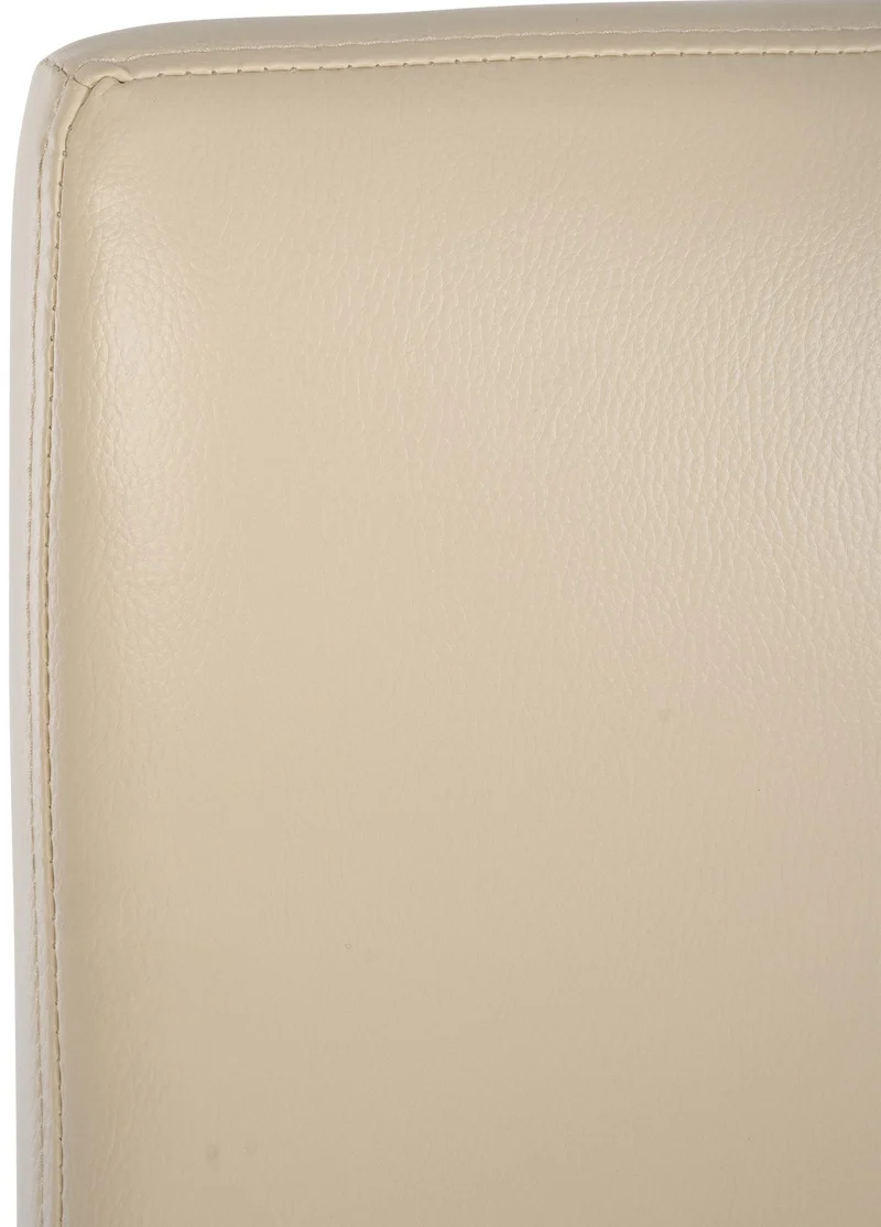 Lot de 2 tabourets de bar design épuré et contemporain en PVC crème cadre à quatre pieds en métal noir 10_0006416