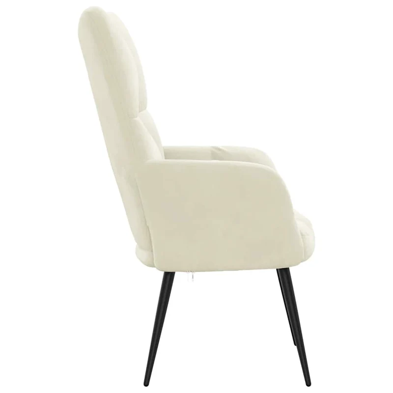 Fauteuil lounge chaise de canapé design moderne en velours blanc crème cadre en acier DEC026637