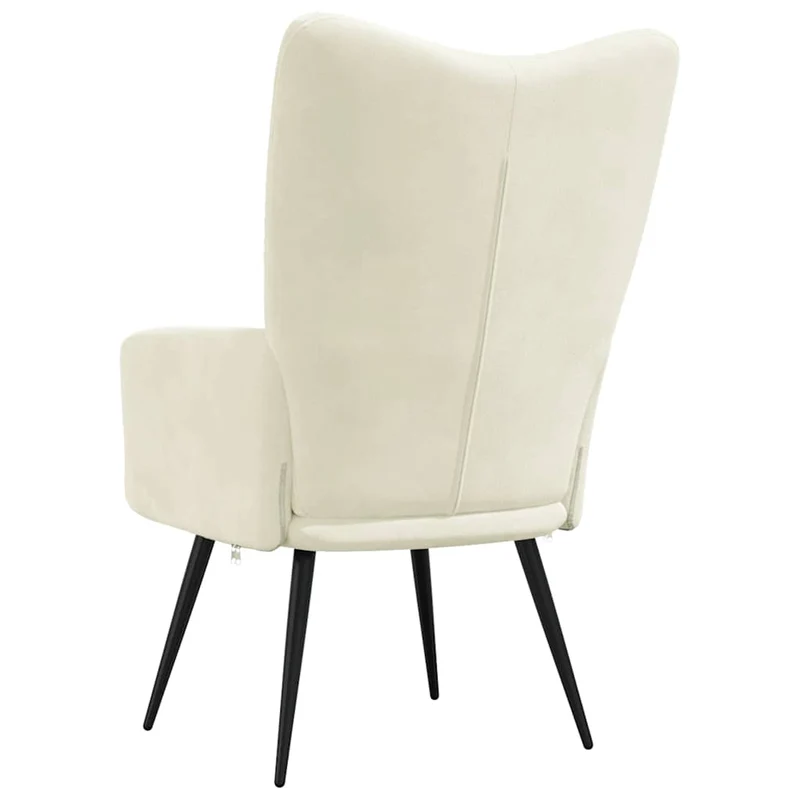 Fauteuil lounge chaise de canapé design moderne en velours blanc crème cadre en acier DEC026637