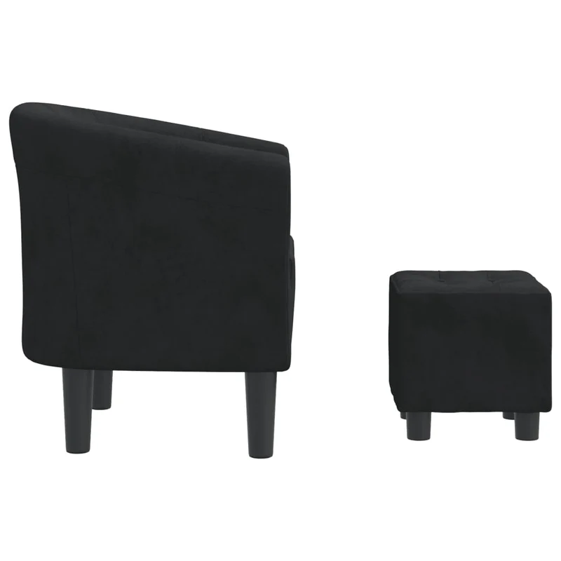 Fauteuil lounge assise confortable design moderne avec repose-pied en velours noir DEC026431
