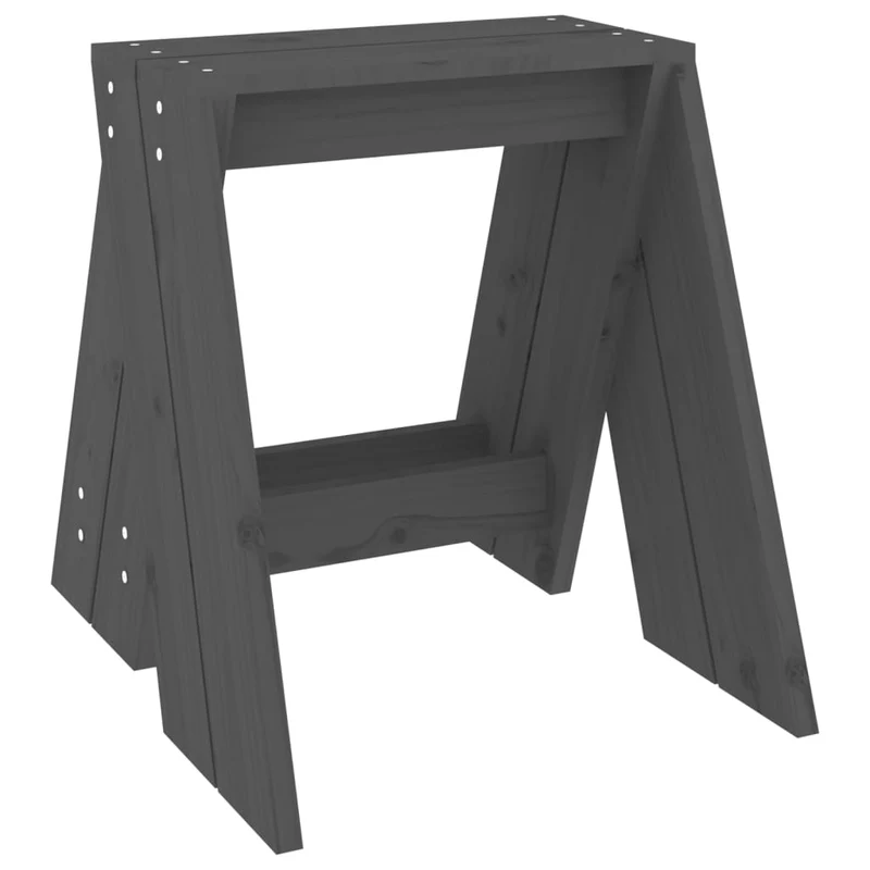 Lot de 2 tabourets assises design simple 40 x 40 x 45 cm en bois massif de pin gris DEC026406