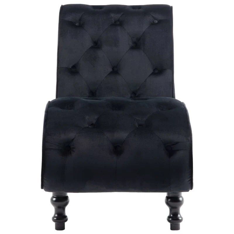 Méridienne chaise longue canapé capitonné pour intérieur en velours noir DEC026216