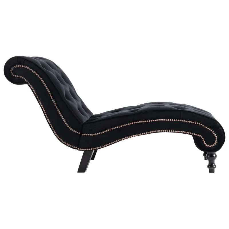 Méridienne chaise longue canapé capitonné pour intérieur en velours noir DEC026216