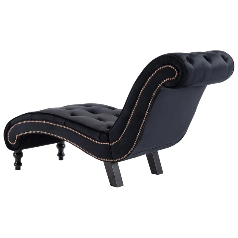 Méridienne chaise longue canapé capitonné pour intérieur en velours noir DEC026216