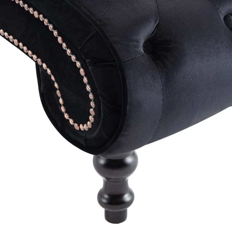 Méridienne chaise longue canapé capitonné pour intérieur en velours noir DEC026216